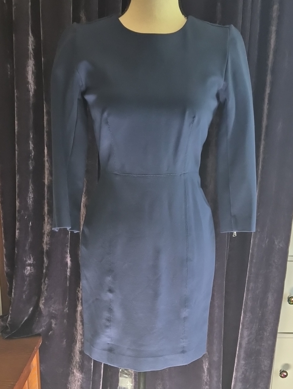 J. Crew Navy Long Sleeve Tailored Sheath Dress
